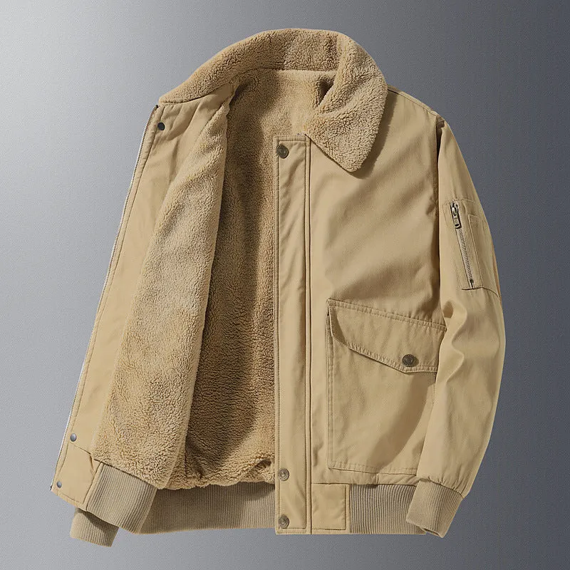 Herren Teddygefütterter Pilotenblouson im Worker‑Style mit Ärmeltasche und Pattentaschen Nord Taschen