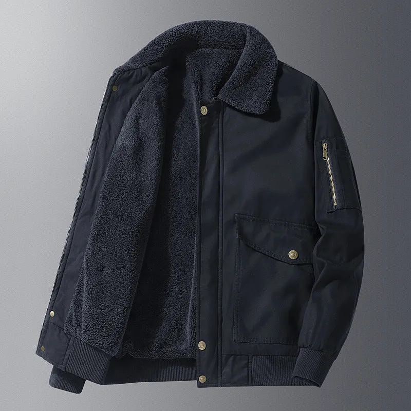 Herren Teddygefütterter Pilotenblouson im Worker‑Style mit Ärmeltasche und Pattentaschen Nord Taschen
