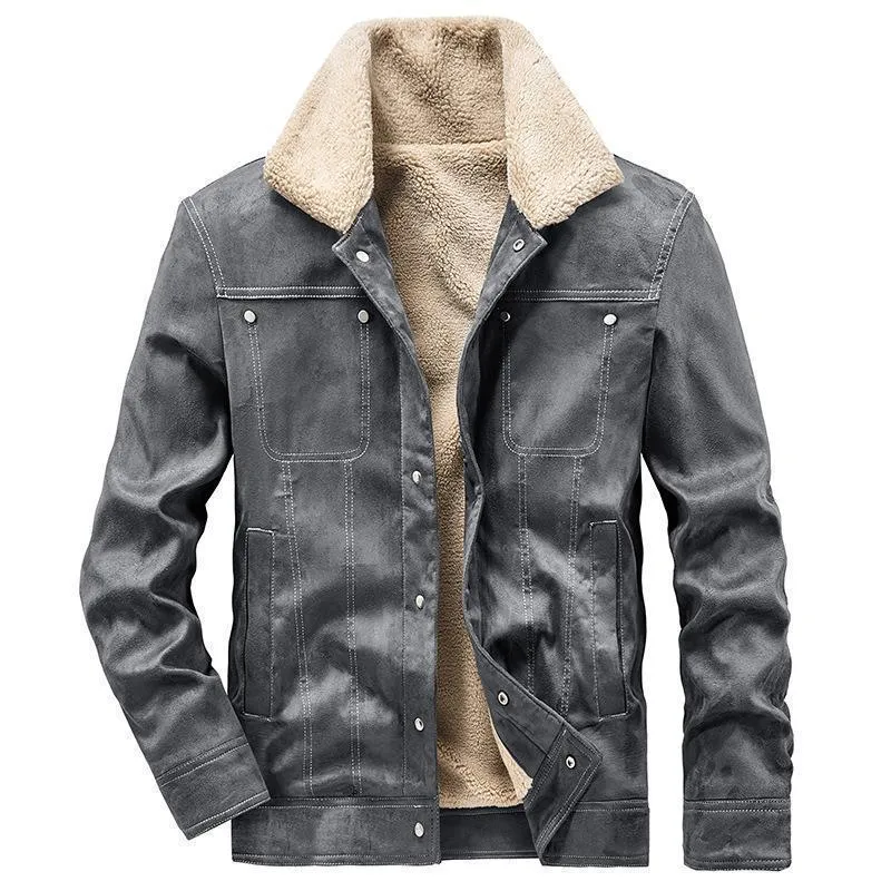 Herren Teddygefütterte Canvasjacke im Pilotenstil mit Kontrastnähten Nord Taschen