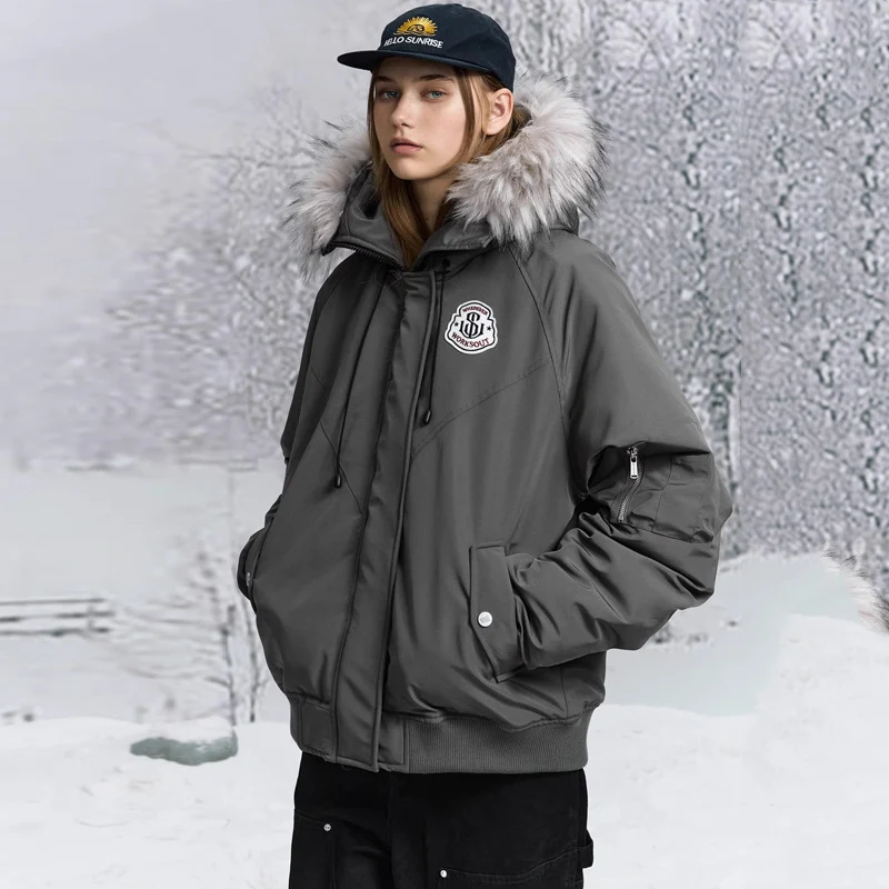 Damen nan oversized Thermo-Parka mit voluminöser Kapuze, abnehmbarer Webpelzblende und Rippbündchen Nord Taschen