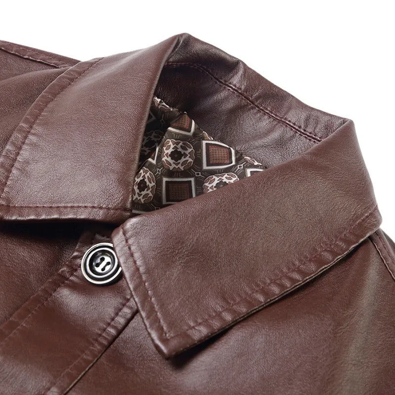 Herren Minimalistisches Kunstleder-Überhemd mit Hemdkragen und aufgesetzten Taschen Nord Taschen