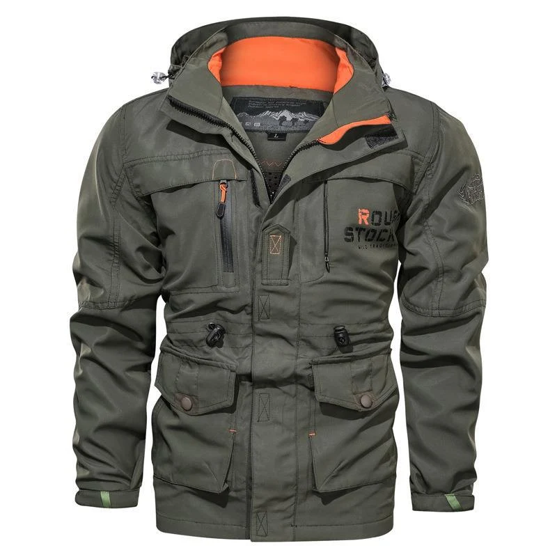 Herren wasserabweisender Fieldparka im Utility‑Style mit Kapuze und verstellbarer Taillenpassform Nord Taschen