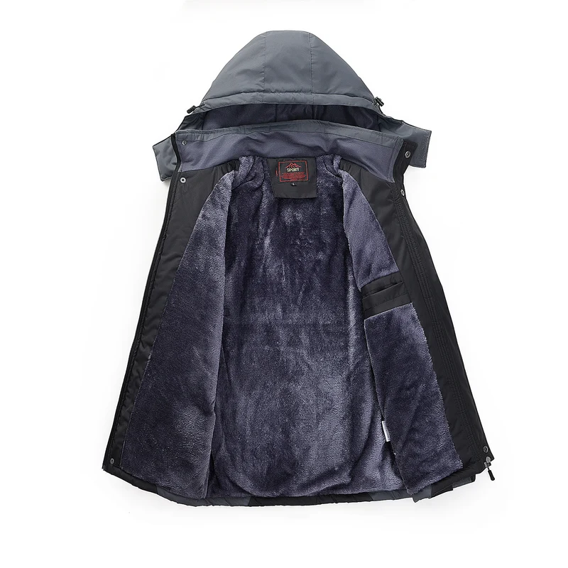 Herren wasserabweisende Outdoorjacke mit Teddyfleece-Innenlage, verstellbarer Kapuze und Multifunktions-Taschen Nord Taschen