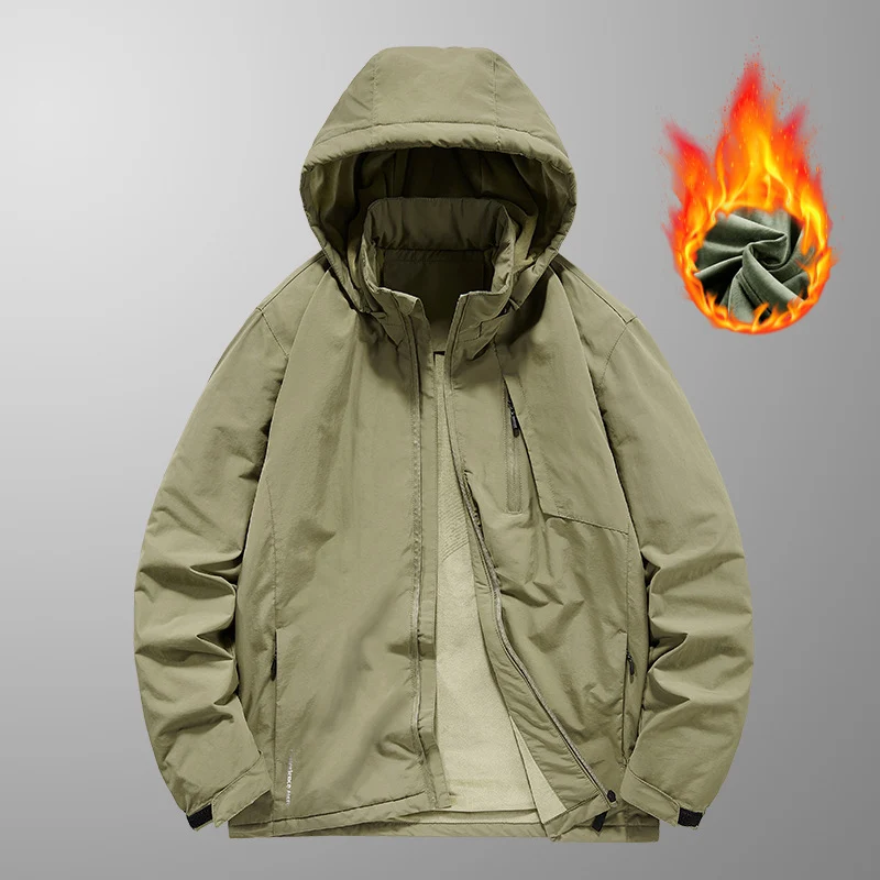 Herren wasserabweisende Kapuzen-Fieldjacke mit Thermofutter und verdecktem Reißverschluss Nord Taschen