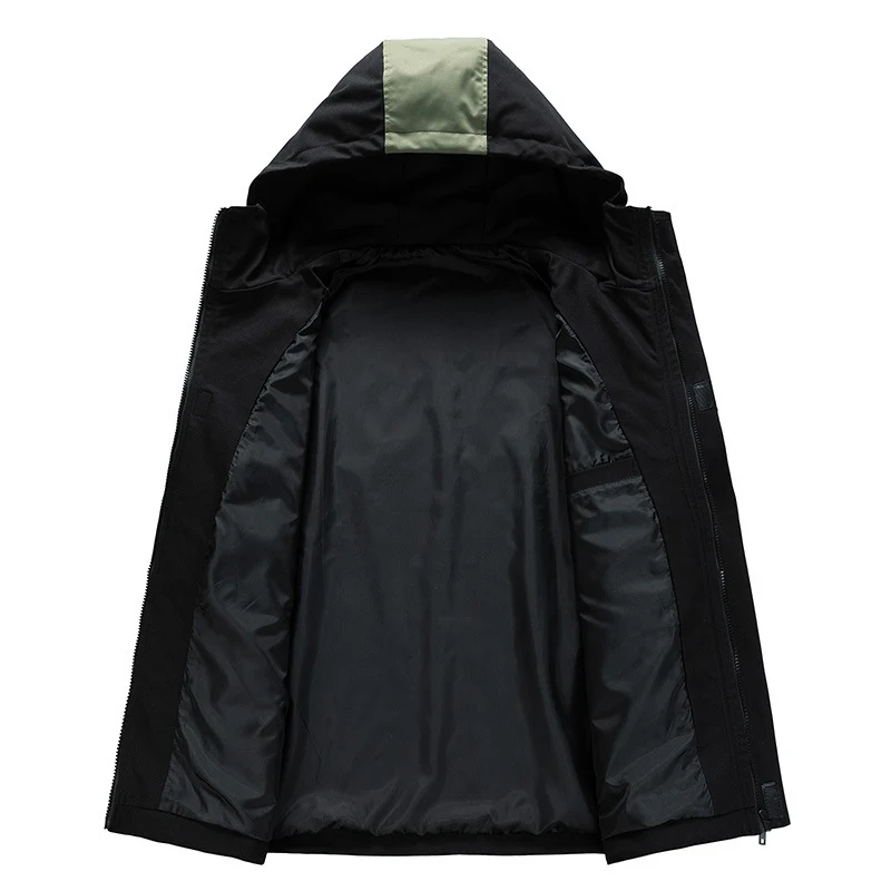 Herren Wasserabweisende Kapuzen-Fieldjacke im Colorblock-Utility-Design mit Brusttasche Nord Taschen