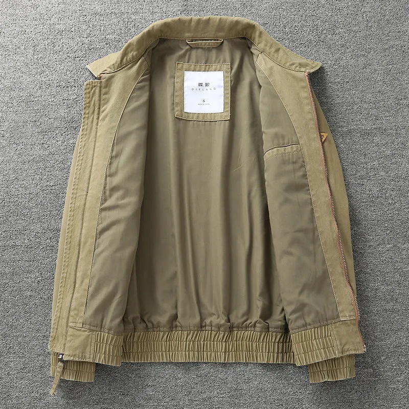 Herren legere Canvas-Fieldjacke mit Reißverschluss und elastischem Saum Nord Taschen