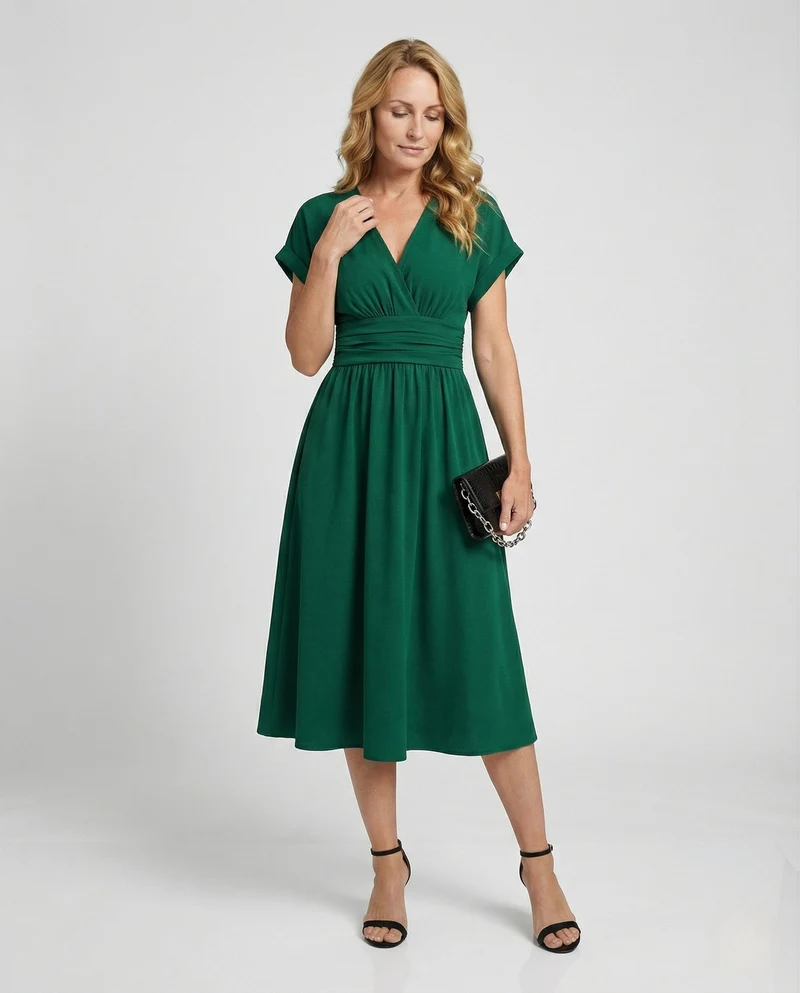 Freizeitkleid Damen Midikleid V-Ausschnitt - Arvani