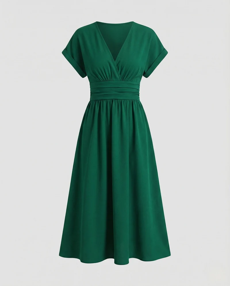 Freizeitkleid Damen Midikleid V-Ausschnitt - Arvani