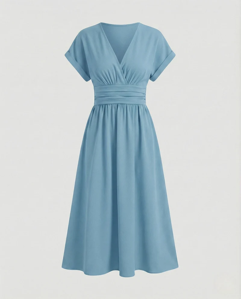 Freizeitkleid Damen Midikleid V-Ausschnitt - Arvani