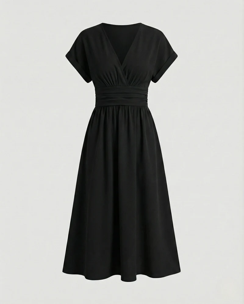 Freizeitkleid Damen Midikleid V-Ausschnitt - Arvani