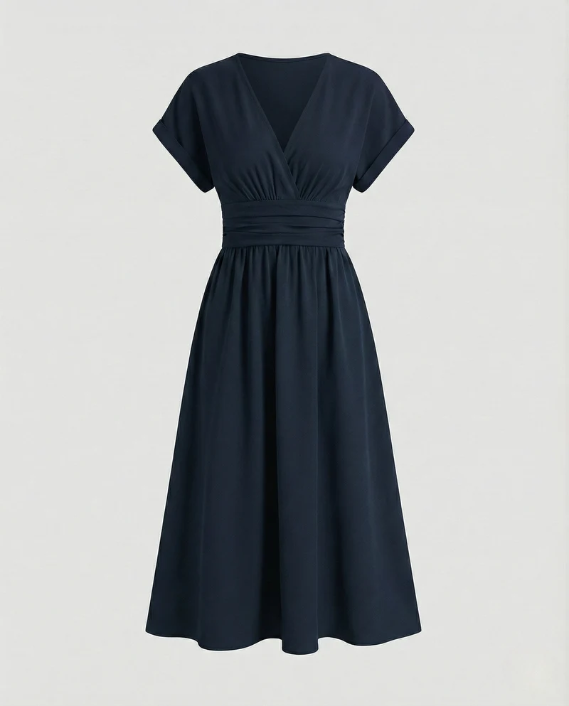 Freizeitkleid Damen Midikleid V-Ausschnitt - Arvani
