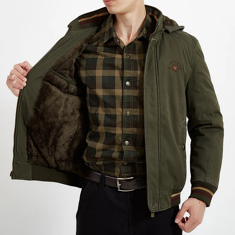 Herren Leichtgewichtige Utility-Bomberjacke mit Teddyfutter und Kapuze Nord Taschen