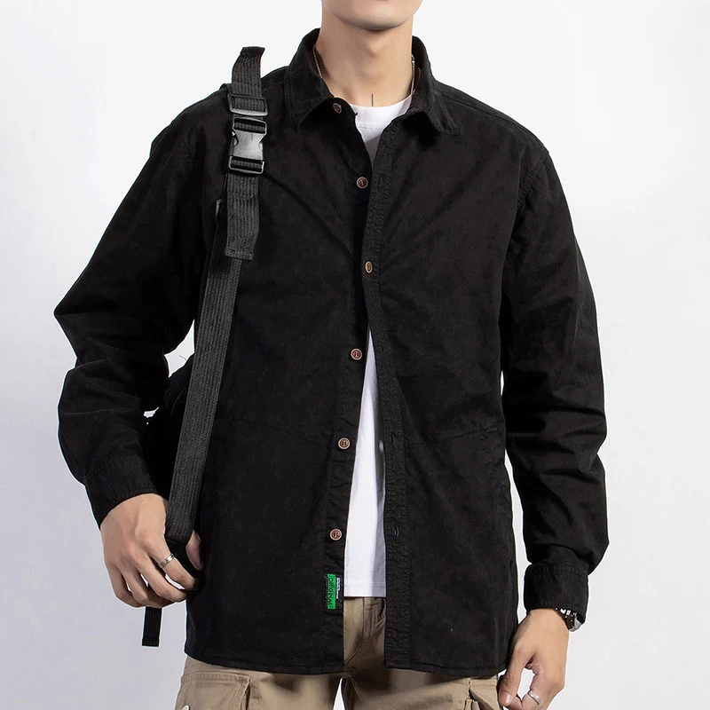 Herren leichtes Utility-Overshirt mit Knopfleiste und Hemdkragen Nord Taschen