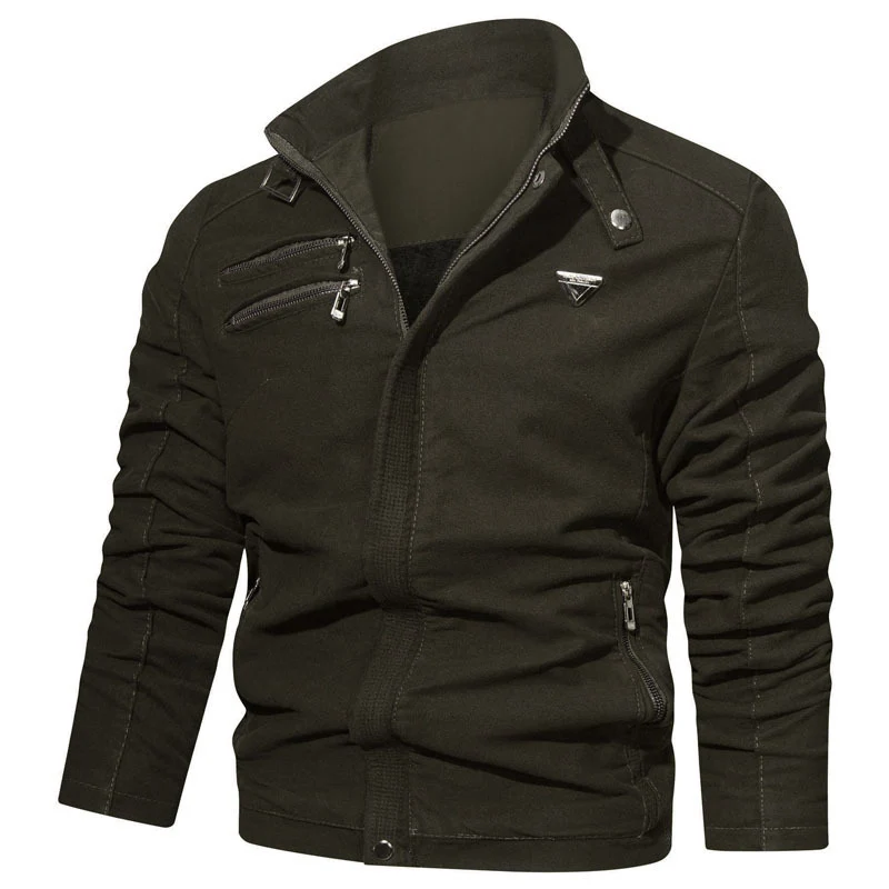 Herren leichtes Canvas‑Utility‑Blouson mit Stehkragen, asymmetrischer Brustreißverschlusspartie und Zier‑Reißverschlüssen Nord Taschen