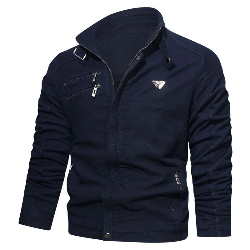 Herren leichtes Canvas‑Utility‑Blouson mit Stehkragen, asymmetrischer Brustreißverschlusspartie und Zier‑Reißverschlüssen Nord Taschen