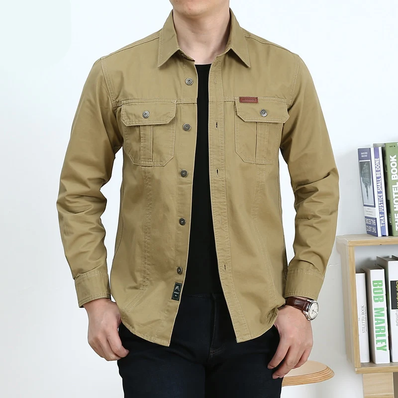 Herren Leichtes Canvas-Overshirt im Utility‑Stil mit Brustpattentaschen und Hemdkragen Nord Taschen