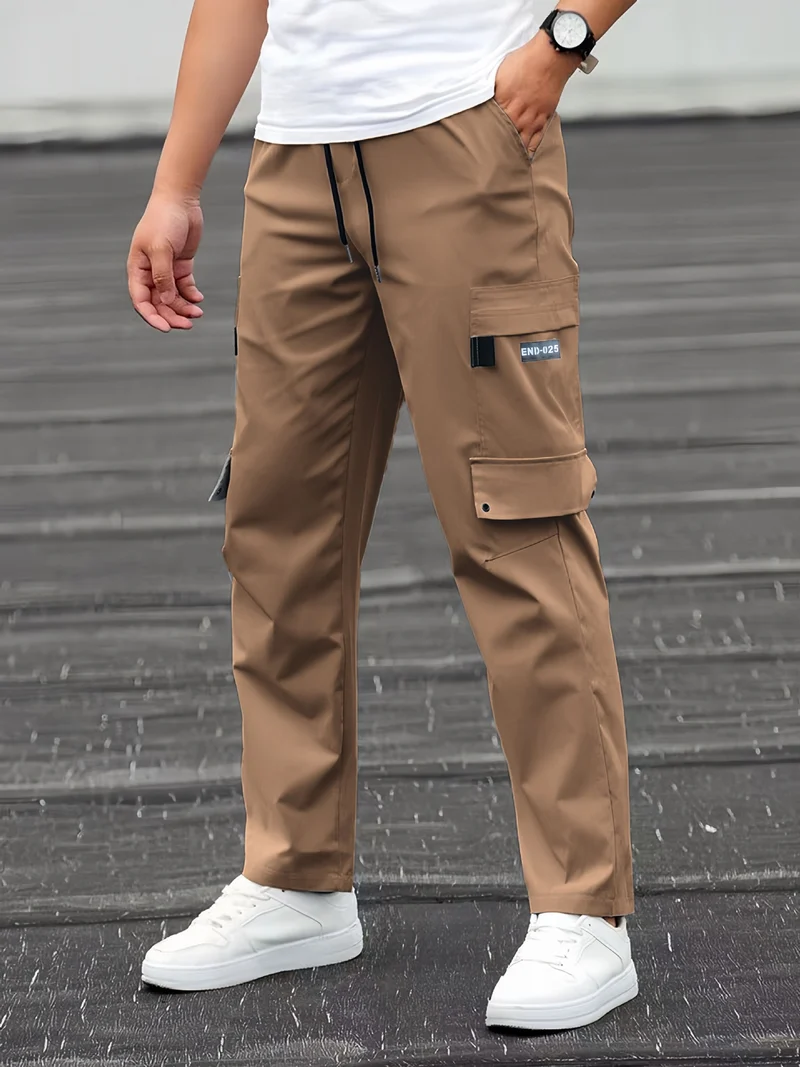 Herren Lässige technische Cargohose mit Multifachtaschen, Tunnelzugbund und geradem Bein Nord Taschen