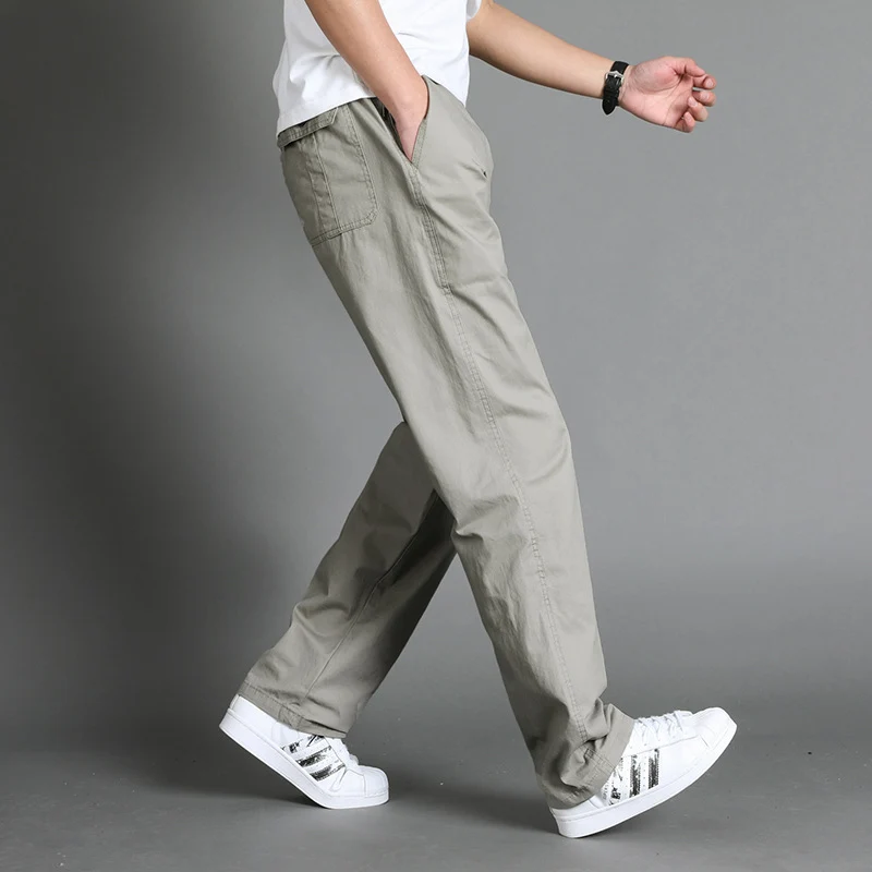 Herren Lässige Canvas-Chinohose mit elastischem Tunnelzugbund, aufgesetzten Taschen & geradem Bein Nord Taschen