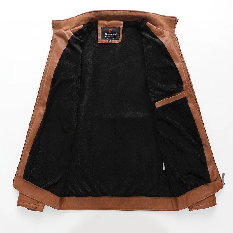 Herren schlanker Kunstleder-Moto-Blouson mit gesteppten Schulter- und Ärmelpaneelen Nord Taschen