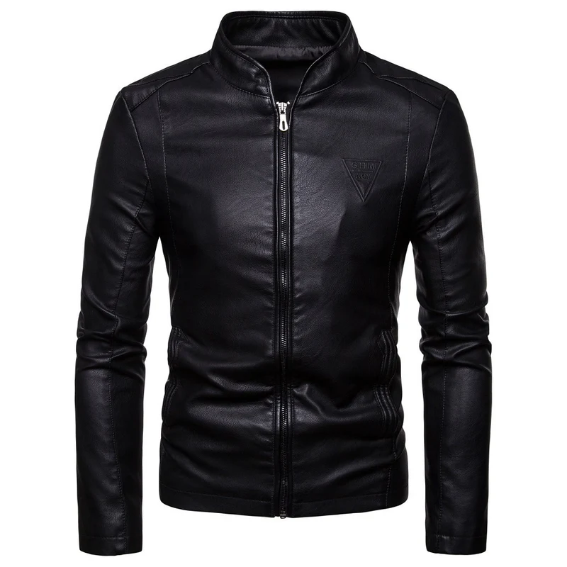 Herren Schlanker Kunstleder-Moto-Blouson mit ergonomischen Nähten und geprägtem Markenlogo Nord Taschen