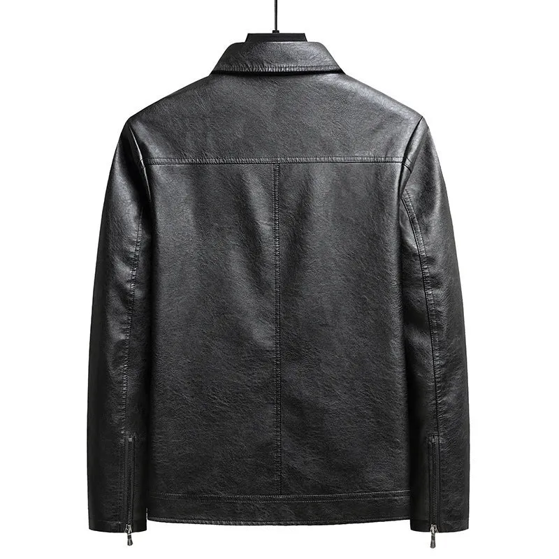 Herren schlanker Kunstleder-Fliegerblouson mit Hemdkragen und ergonomischen Nahtdetails Nord Taschen