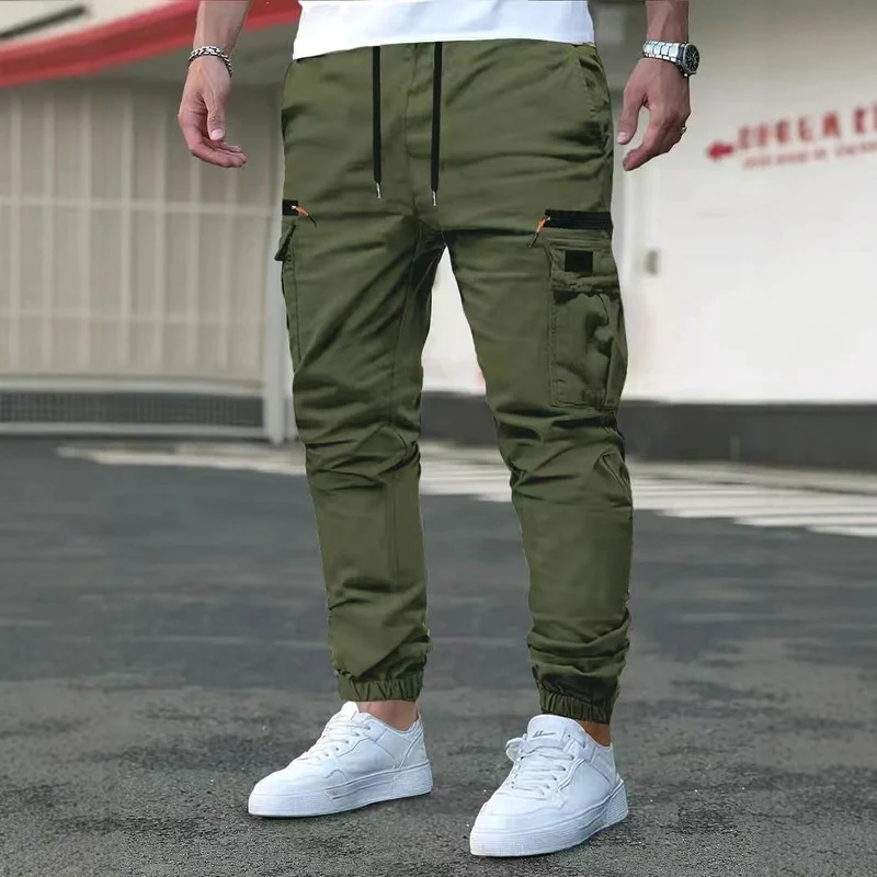 Herren Tapered Cargohose im Joggerstil mit Elastikbund, Tiefer Schritt‑Tasche & Reißverschlusstaschen Nord Taschen