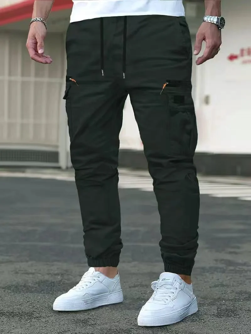 Herren Tapered Cargohose im Joggerstil mit Elastikbund, Tiefer Schritt‑Tasche & Reißverschlusstaschen Nord Taschen
