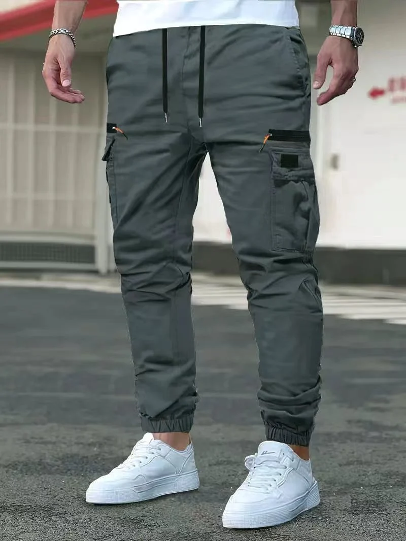 Herren Tapered Cargohose im Joggerstil mit Elastikbund, Tiefer Schritt‑Tasche & Reißverschlusstaschen Nord Taschen