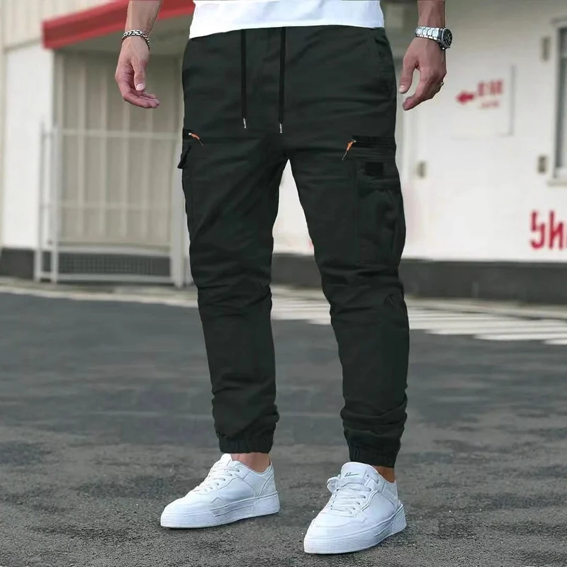 Herren Tapered Cargo-Jogginghose mit Tunnelzugbund, Reißverschlusstaschen & elastischen Bündchen Nord Taschen