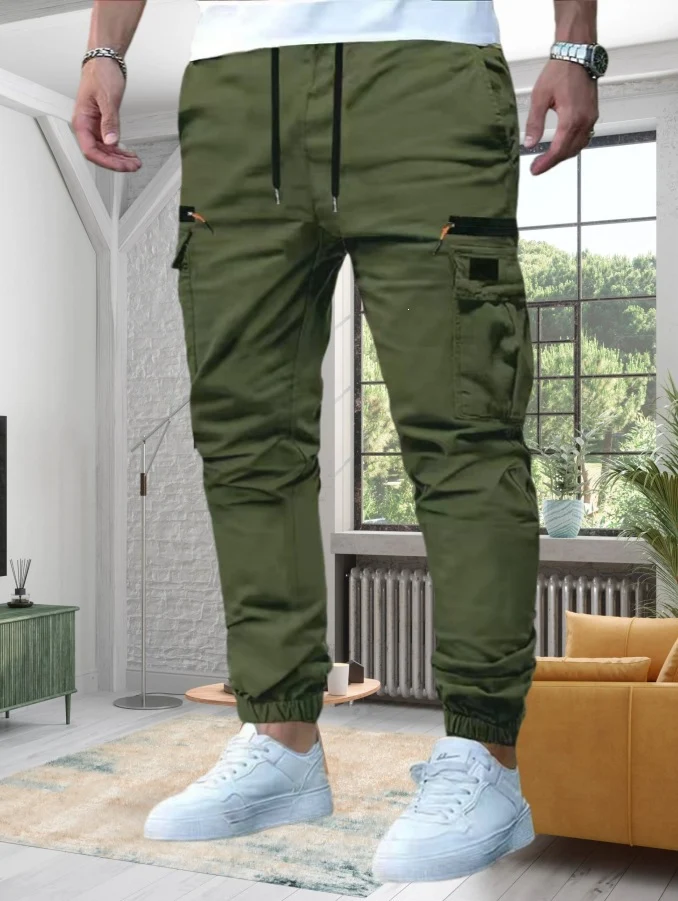 Herren Tapered Cargo-Jogginghose mit Tunnelzugbund, Reißverschlusstaschen & elastischen Bündchen Nord Taschen