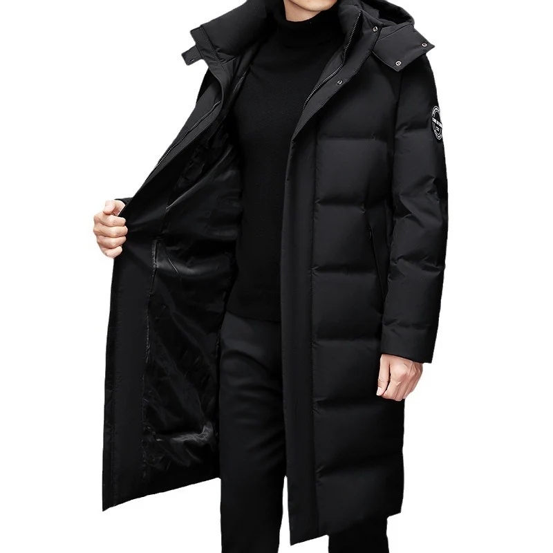Herren Maxilanger Thermosteppmantel mit hohem Kragen und verdeckter Front Nord Taschen