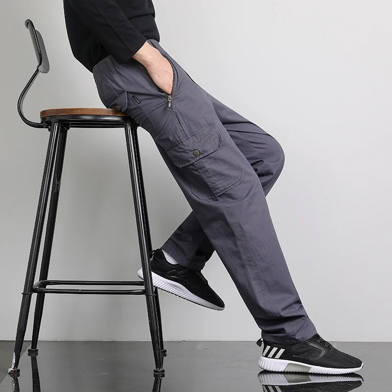 Herren Lockere Cargohose mit elastischem Bund, Multifach‑Taschen & geradem Bein Nord Taschen