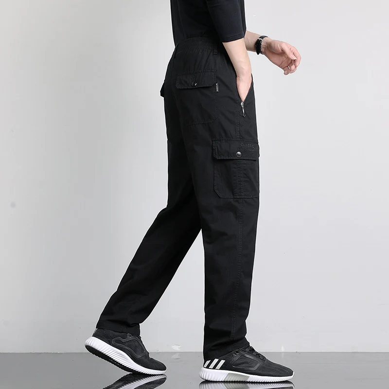 Herren Lockere Cargohose mit elastischem Bund, Multifach‑Taschen & geradem Bein Nord Taschen