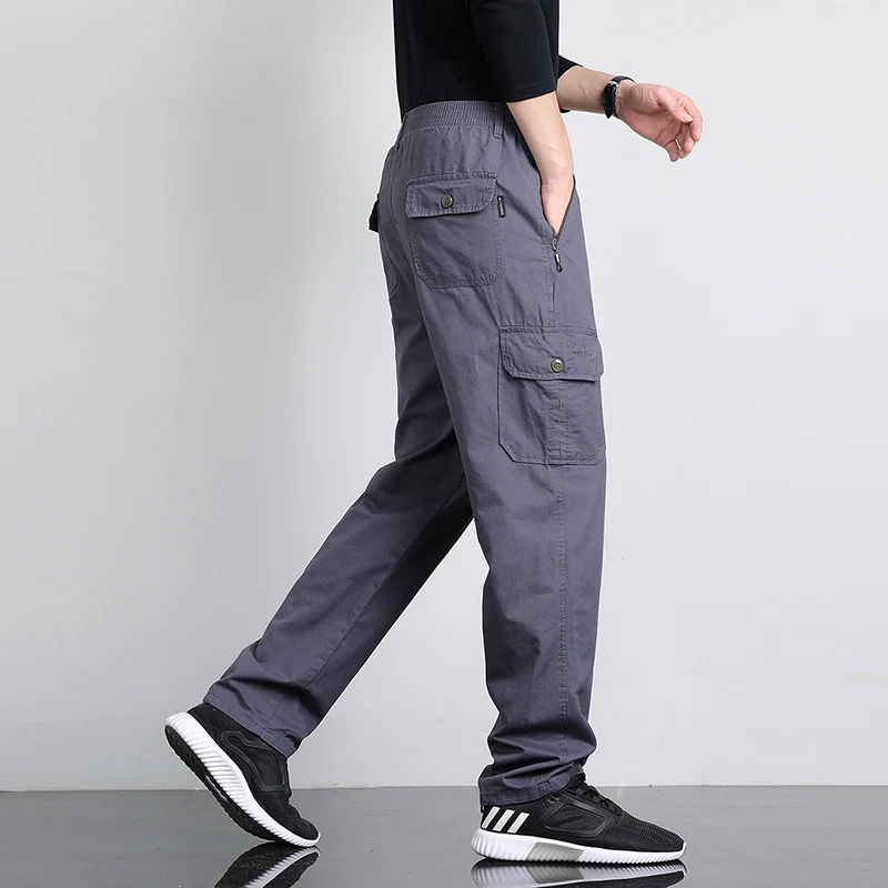 Herren Lockere Cargohose mit elastischem Bund, Multifach‑Taschen & geradem Bein Nord Taschen