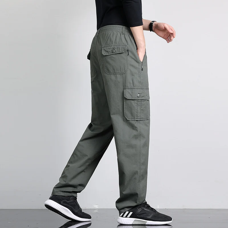 Herren Lockere Cargohose mit elastischem Bund, Multifach‑Taschen & geradem Bein Nord Taschen