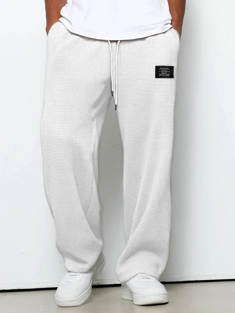 Herren Locker sitzende Waffelstrick-Jogginghose mit Tunnelzug & Eingrifftaschen Nord Taschen