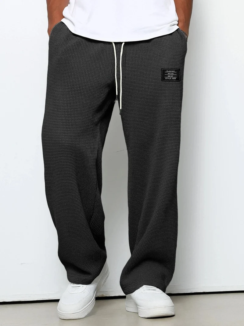 Herren Locker sitzende Waffelstrick-Jogginghose mit Tunnelzug & Eingrifftaschen Nord Taschen