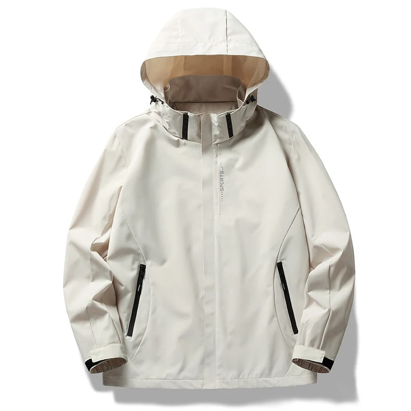 Herren technische Softshell Regenjacke mit Kapuze, wind- und wasserabweisender Membran und verdeckten Reißverschlüssen Nord Taschen
