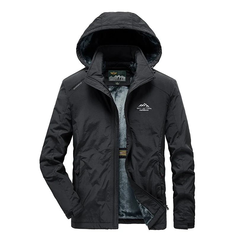 Herren technische Outdoor-Jacke mit wärmendem Teddyfleece-Innenfutter und verstellbarer Kapuze Nord Taschen