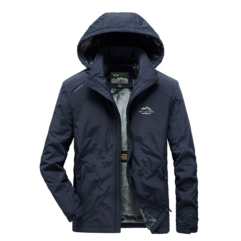 Herren technische Outdoor-Jacke mit wärmendem Teddyfleece-Innenfutter und verstellbarer Kapuze Nord Taschen