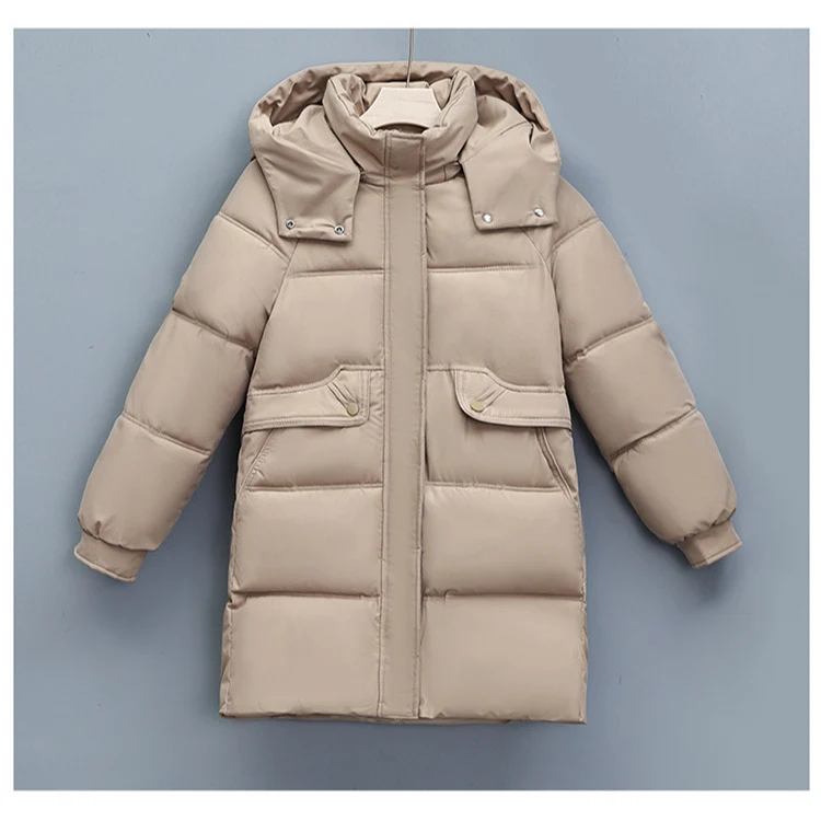 Damen nan langer thermogepolsterter Parka mit abnehmbarer Kapuze, verdecktem Reißverschluss und Klappentaschen Nord Taschen