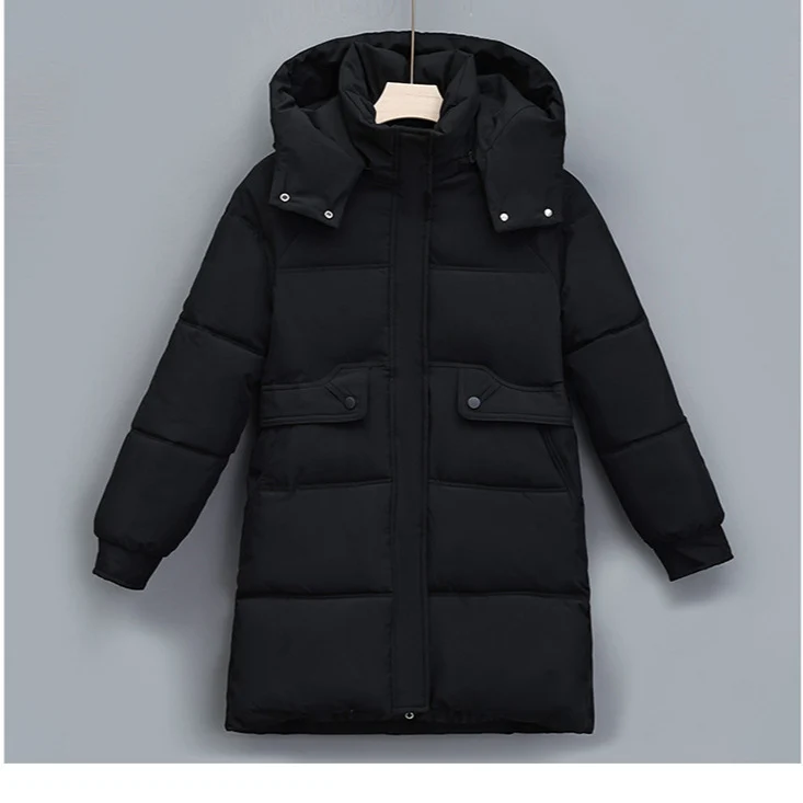 Damen nan langer thermogepolsterter Parka mit abnehmbarer Kapuze, verdecktem Reißverschluss und Klappentaschen Nord Taschen