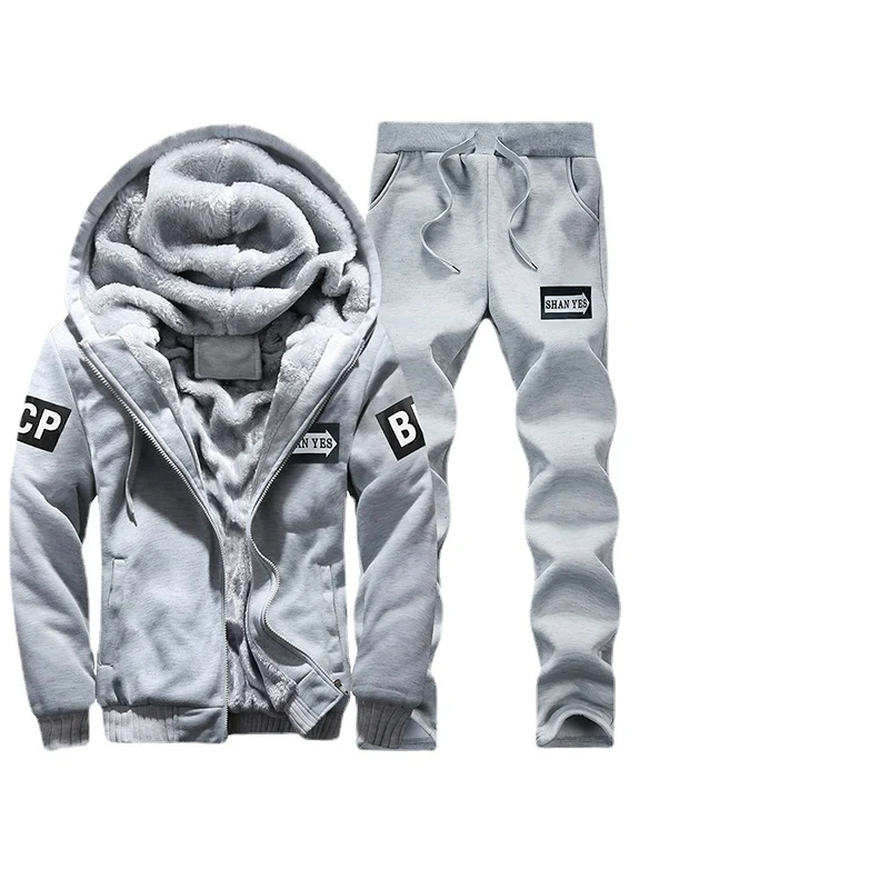 Herren warmes zweiteiliges Trainingsset mit Teddyfutter, Kapuzenjacke und Kordel-Jogginghose Nord Taschen