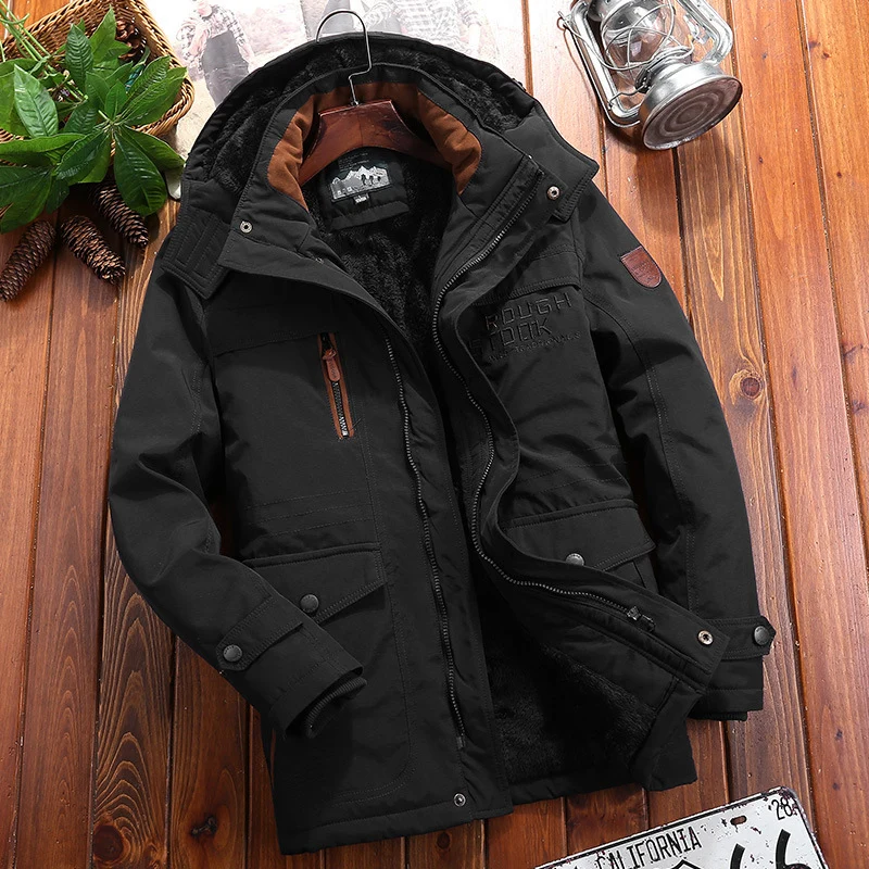 Herren wärmender Canvas-Fieldparka mit Teddyfutter, Kapuze und multifunktionalen Utility‑Taschen Nord Taschen
