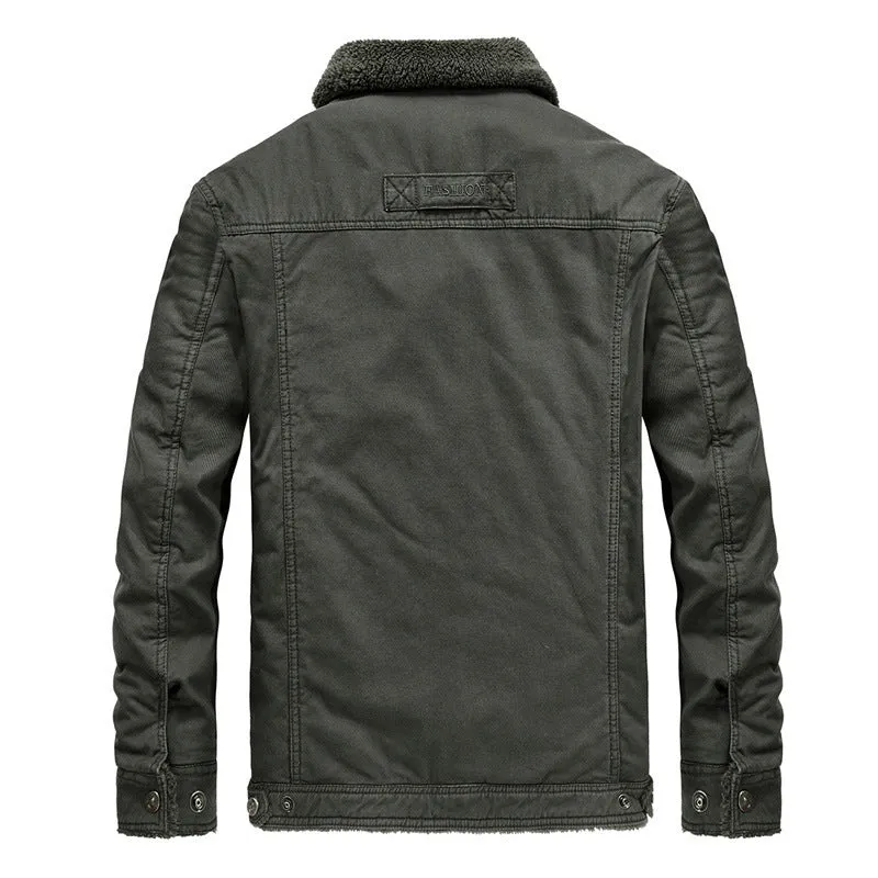 Herren warm gefütterte Canvas-Fieldjacke mit Sherpa-Innenfutter und Utility-Taschen Nord Taschen