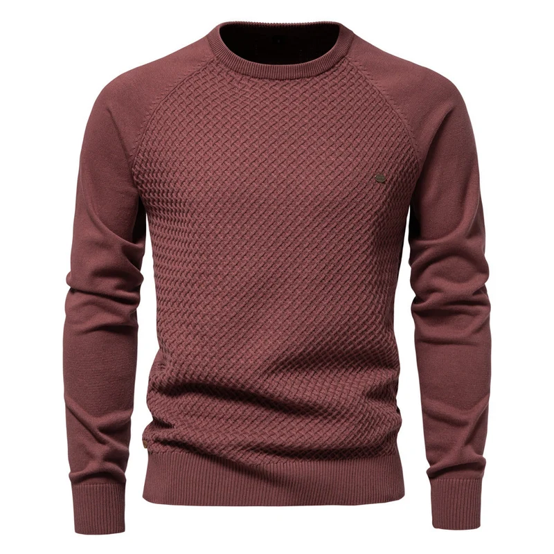 Herren Strickpullover mit modernem Strukturmuster und Rundhalsausschnitt