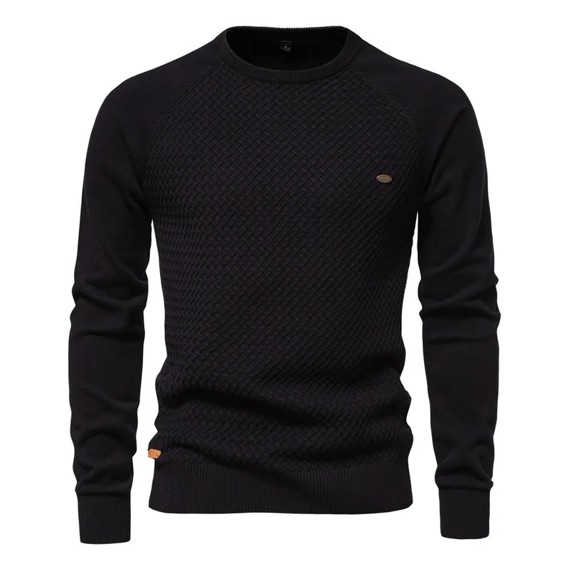 Herren Strickpullover mit modernem Strukturmuster und Rundhalsausschnitt
