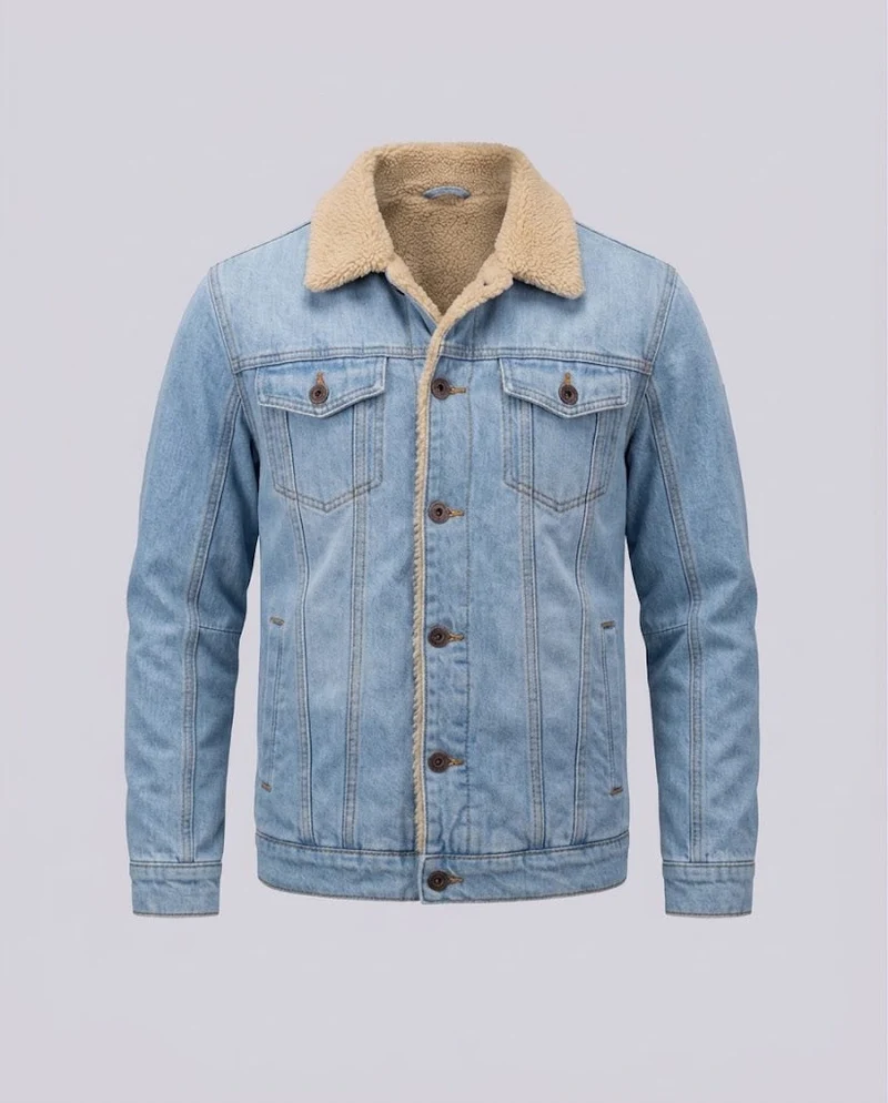 Herren Freizeit Denim Jacke mit Teddy-Fütterung Nord Taschen