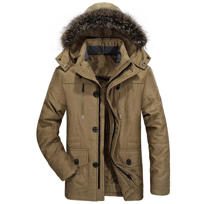 Herren Thermo-Canvasparka mit Kunstfellkapuze und Teddyfleece-Innenfutter Nord Taschen