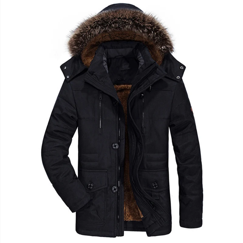Herren Thermo-Canvasparka mit Kunstfellkapuze und Teddyfleece-Innenfutter Nord Taschen